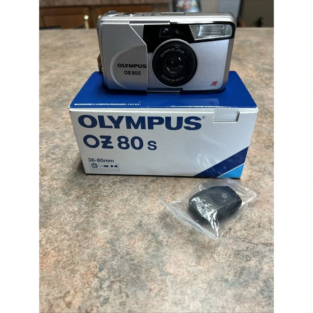 Olympus OZ 80S 35mm Film Camera Silver Point & Shoot AF w/ Box & Remote PARTS